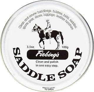 Fiebing's White Saddle Soap for Leather (3.5 oz Tin) - Leather Cleaner & Conditioner to Soften & Protect Leathercraft, Car Seat, Couch, Shoe & Saddles