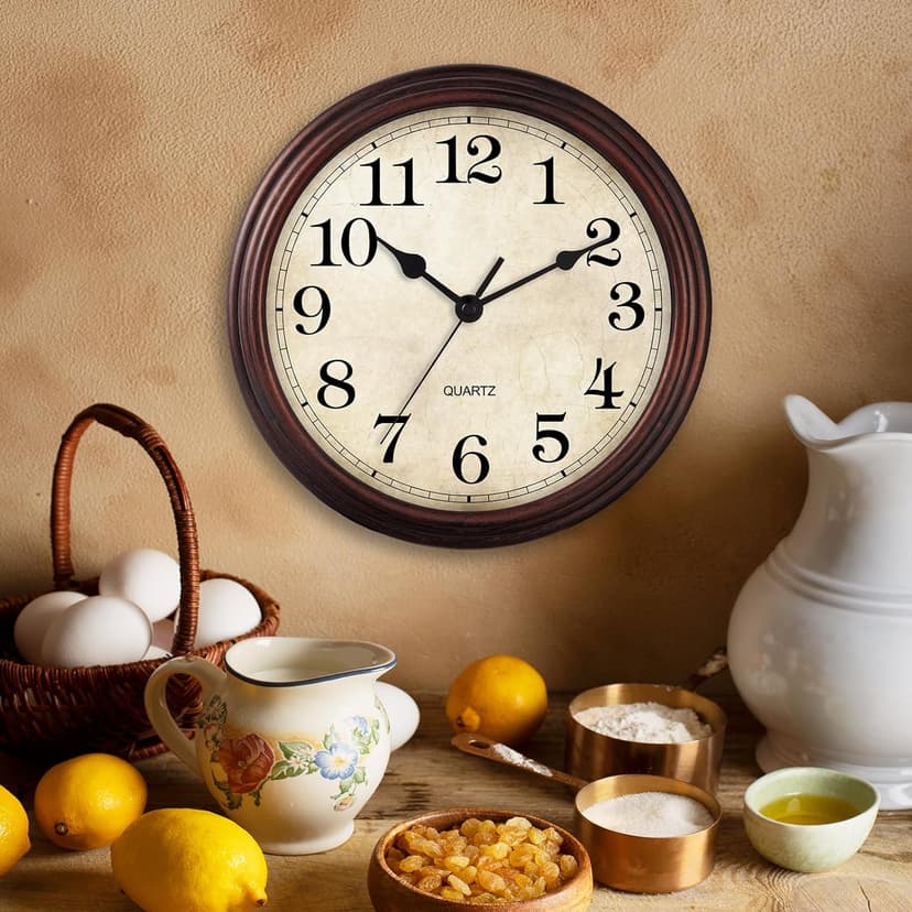 HYLANDA Wall Clock, 9 Inch Silent Non Ticking Classic Battery Operated Clocks, Decorative for Living Room, Bedrooms, Bathroom, Kitchen Office (Bronze)