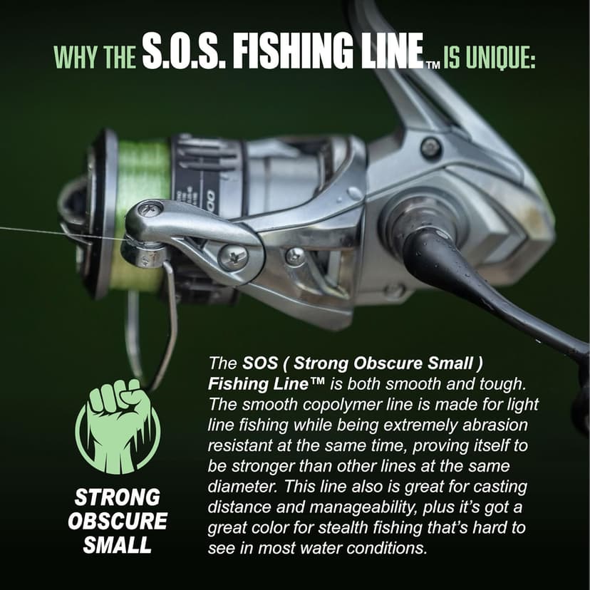 Trout Magnet Trout S.O.S. Fishing Line - 2lb Test, 350 Yard Spool, .16mm Diameter - The Strongest Light Invisible Fishing Line - Made in the USA with Smooth Copolymer for Kink-Free Tangle-Free Fishing