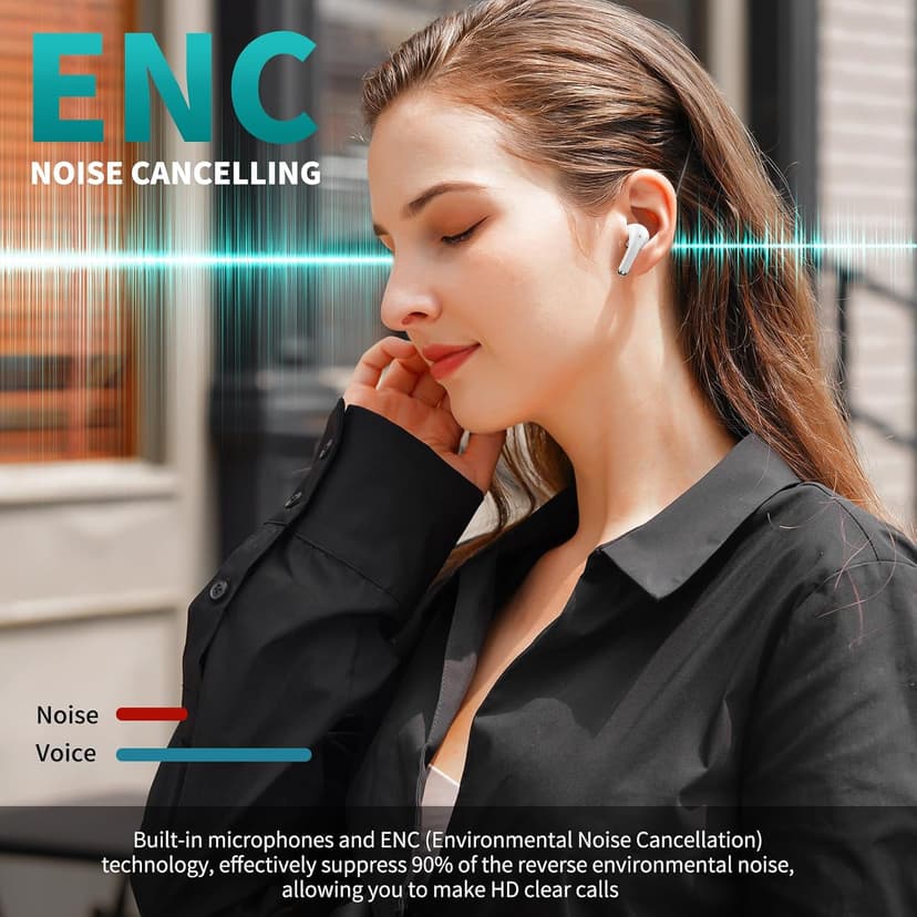 ACAGET Wireless Earbuds for iPhone 17 16 Pro Max Air 15 14 13 12 11 XR XS Bluetooth 5.3 Headphones Noise Isolation Earphones for Galaxy S25 S24 Ultra S23 S22 HiFi Bass Stereo Earphone for Google Pixel