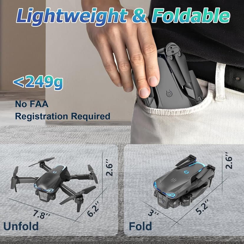 Foldable 1080P Drone with Camera for Kids & Beginners, Easy to Fly Toy Gift for Boys & Girls, One-Key Start, 3D Flips, Gesture Selfie, 2 Batteries