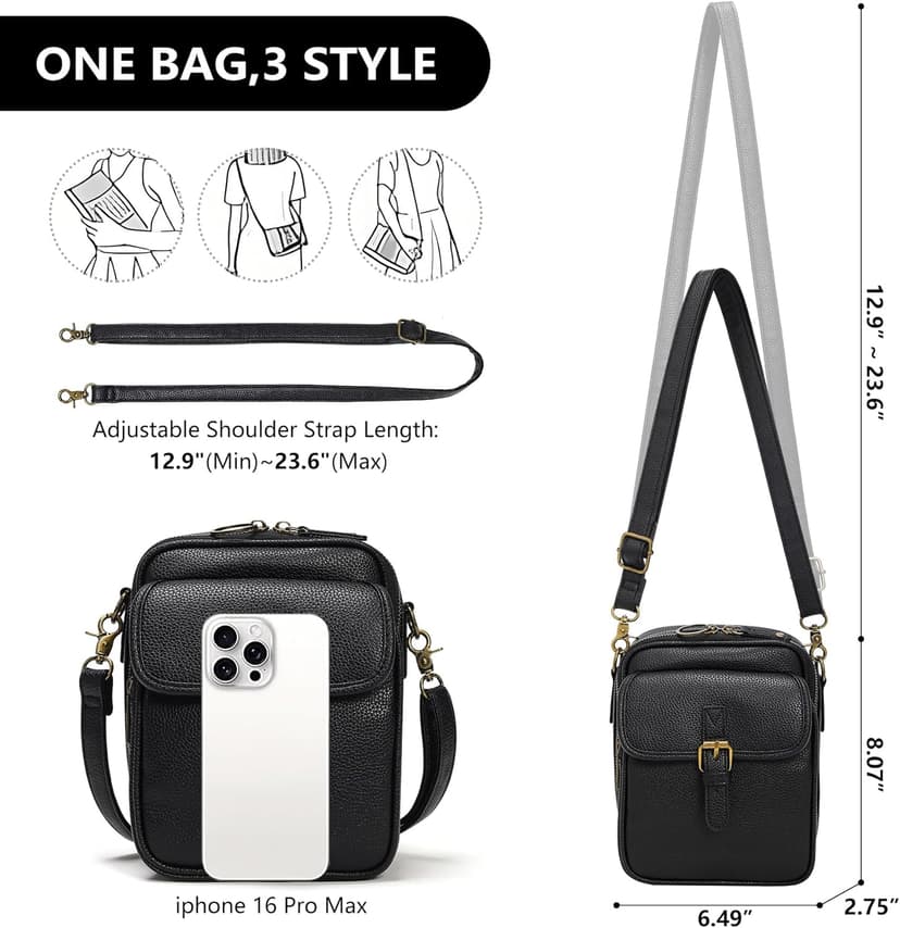 Pelimoo Small Crossbody Bags for Women Vegan Leather Messenger Purses, Vintage Wallet Anti Theft Shoulder Handbags with Card Slots