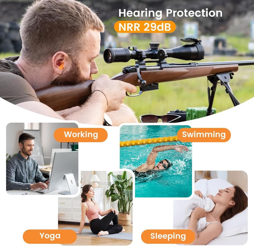 Shooting Ear Protection for Gun Range, 10 Pairs Ear Plugs for Noise Reduction, Hearing Protection for Shooters, Ear Plugs for Shooting, Silicone Ear Plugs