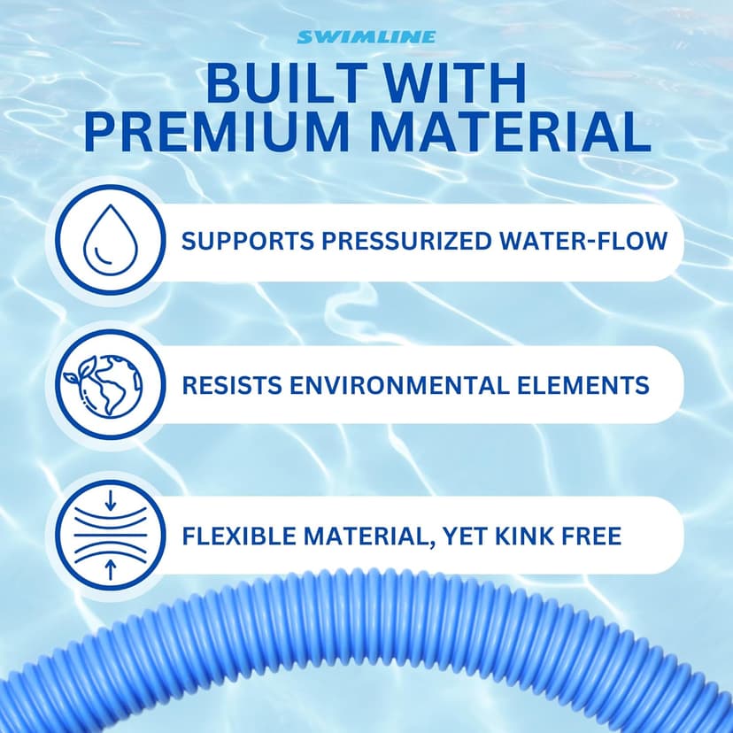 SWIMLINE HYDROTOOLS Standard Swimming Pool Vacuum Hose 1.25" X 18' For Inground Pools - Compatible With Vacuum Heads, Skimmers, Filter Pump Inlets, Above Ground Pools And Other Pool Accessories