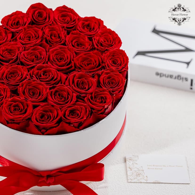 27 Forever Roses in Luxury White Box, Eternal Real Roses Gift for Women, Preserved Flowers for Delivery Prime, Anniversary, Valentine's Day, Birthday for Her (Red)
