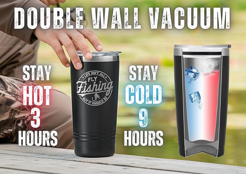 Onebttl Fly Fishing Gifts for Men, Gifts for Fly Fishing Lover, Funny Fishermen Gift, 20oz Stainless Steel Tumbler, Laser