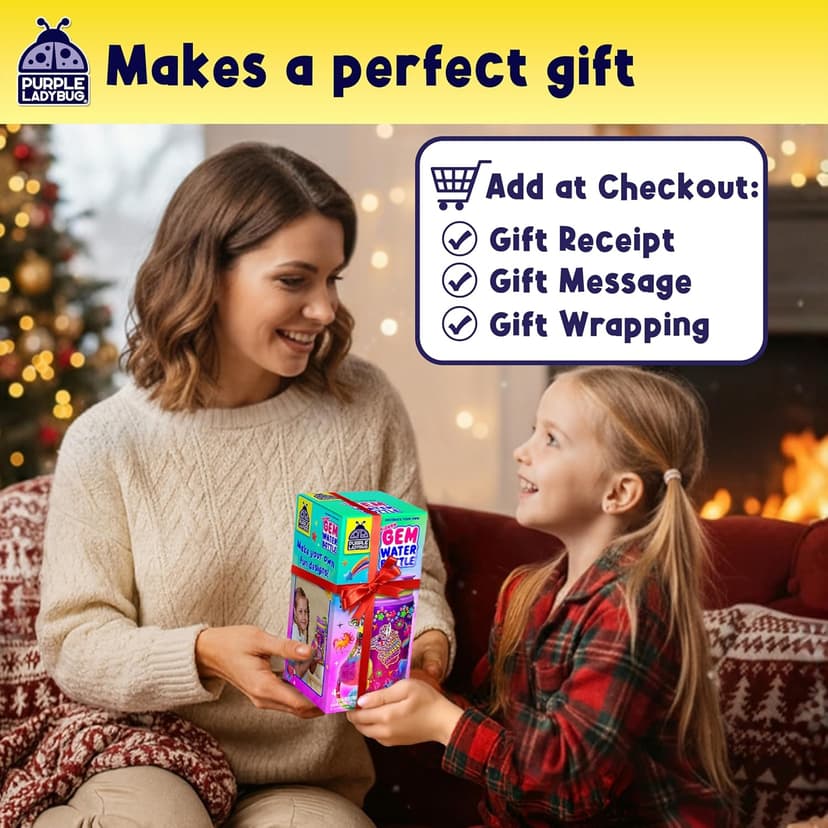 PURPLE LADYBUG Decorate Your Own Water Bottle Kit for Girls - Gifts for Ages 5 6 7 8 9 10 Year Old Girl Birthday, Girl Christmas Gifts Unicorn Toys Crafts Kids Ages 6-12