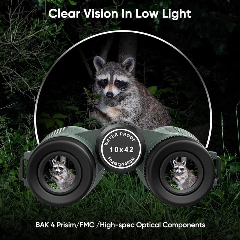 WOSPORTS 10x42 Binoculars for Adults - IP67 Waterproof Binoculars for Bird Watching, Camping, Hiking