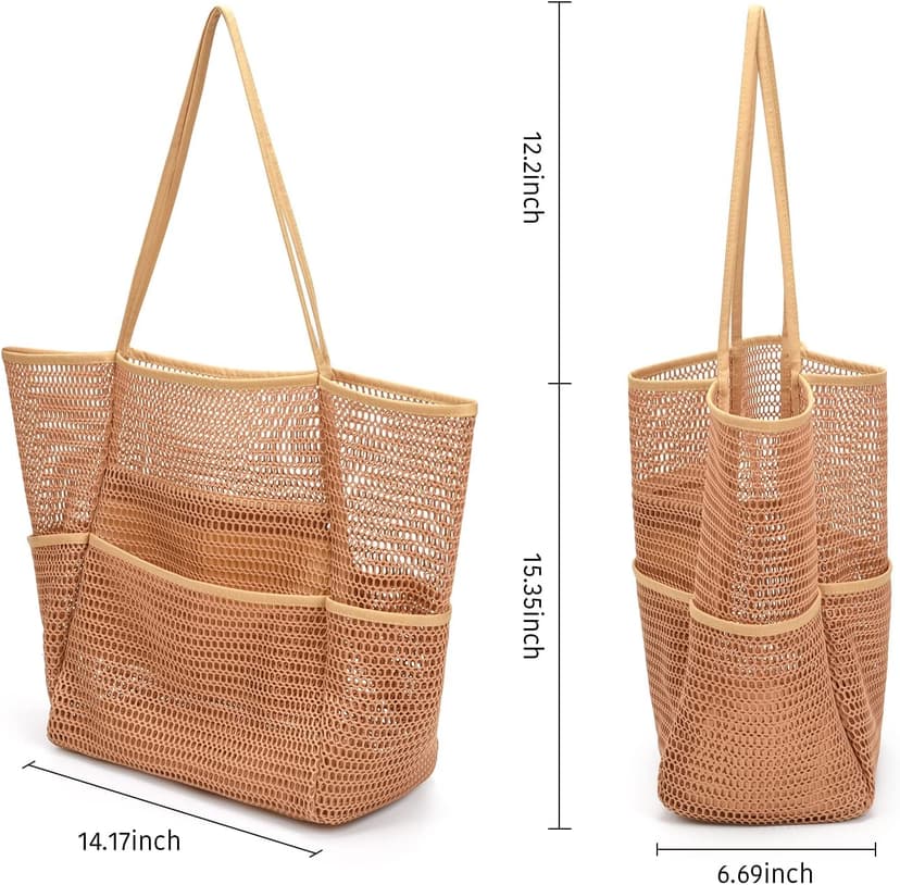 Tainehs Beach Bag - Mesh Tote Bag Beach Vacation Clothes for Women Pool Bag for Travel Pool Family Cruise Essentials 2026