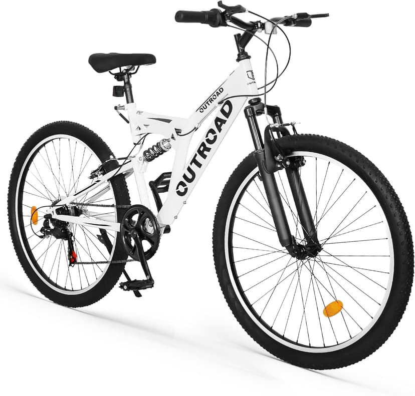 Outroad 26 Inch Mountain Bike, 7-Speed/High-Carbon Steel/Aviation Grade Frame with V Brake, Adjustable Ergonomic Seat Bicycle for Men Women Adult, MTB with Shock Absorption System