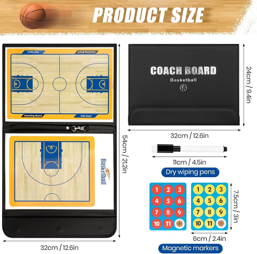 Basketball Coaching Board Coaches Clipboard Tactical Magnetic Board Kit with Dry Erase, Marker Pen and Zipper Bag (Basketball Board) (Basketball Coaching Board) (Basketball Coaching Board)
