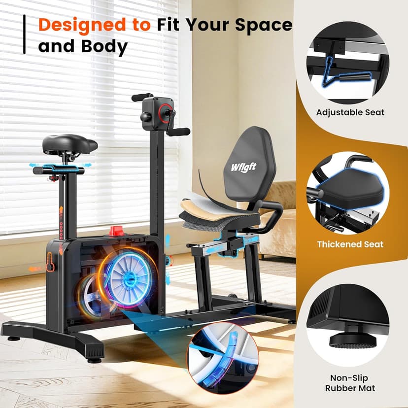 Recumbent Exercise Bike for Home, Recumbent Bikes for Seniors Gym, Quiet Recumbent Stationary Bikes for Seniors 400LBS Capacity, Adjustable Seat & Backrest, 8-Level Resistance & LCD Display