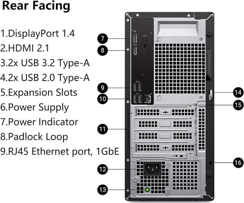 Dell Vostro Desktop Computers Tower PC for Home Business Student, 14th Gen Intel 4-Core Processor, 16GB DDR5 RAM, 1TB PCIe SSD, WiFi 6, Bluetooth, DisplayPort, HDMI, Type-C, Windows 11 Pro