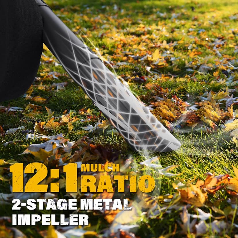 Cordless Leaf Blower & Vacuum, 3-in-1 Leaf Vacuum Mulcher with Bag, 40V 360CFM 5-Speeds Brushless Battery Operated Leaf Blower for Lawn Care with 2 x 4.0Ah Battery & Charger Included