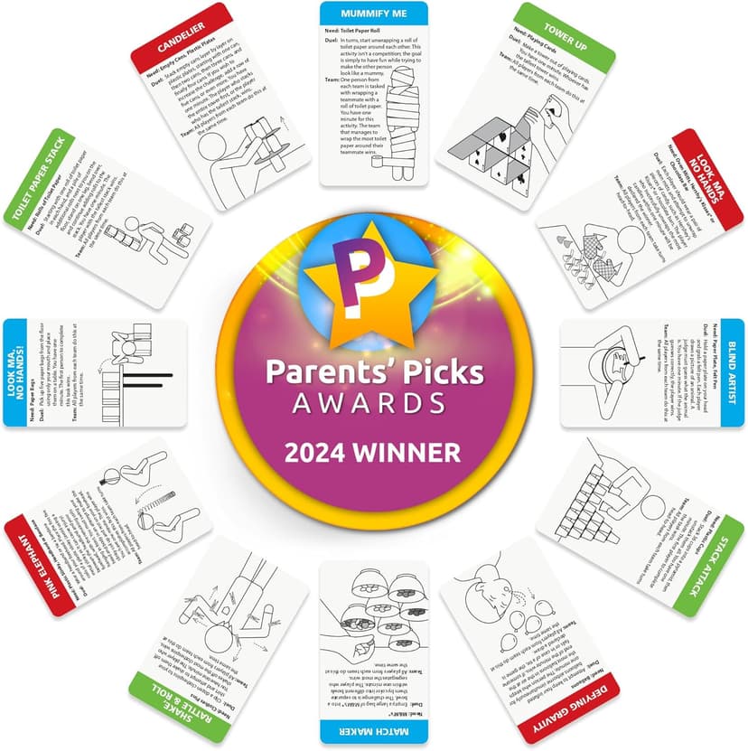 Funwares Home Edition, 218 Minute of Fun Games - Minute to Win It Family Party & Travel for Kids & Adults, 2-12 Players! Play with Everyday Household Items.