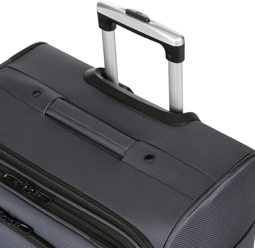 SwissGear Sion Softside Expandable Luggage – Large Checked Suitcase with 360 Degree Wheels & Retractable Handle – 29 Inch, Perfect for 7-9 Night Trips – Dark Gray