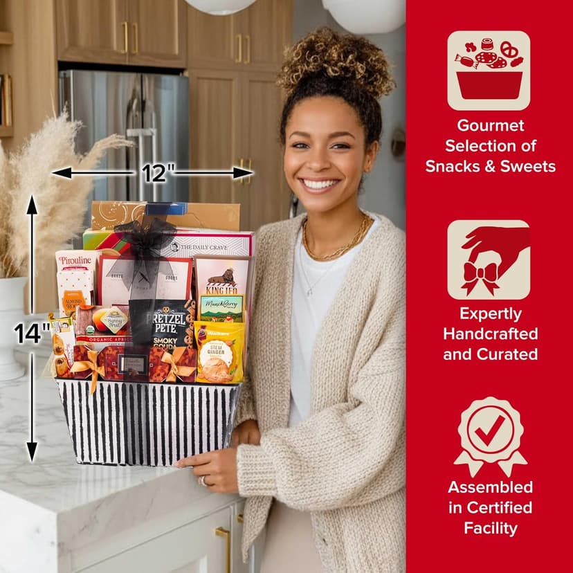 Cookies, popcorn, and pretzels for christmas, thank you, birthday, and appreciation gifting. Kosher. Broadway Basketeers Bountiful Food Gift Basket with Cookies Snacks & Treats B076BV6YHW