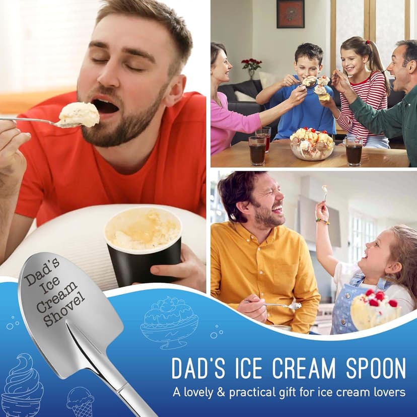 Christmas Father Gifts for Dad Daddy Father-in-Law Grandpa, Dad Birthday Gift from Daughter Son Father's Day Papa Grandfather Husband Brother Uncle, Funny New Bonus Step Dads Ice Cream Shovel Spoon