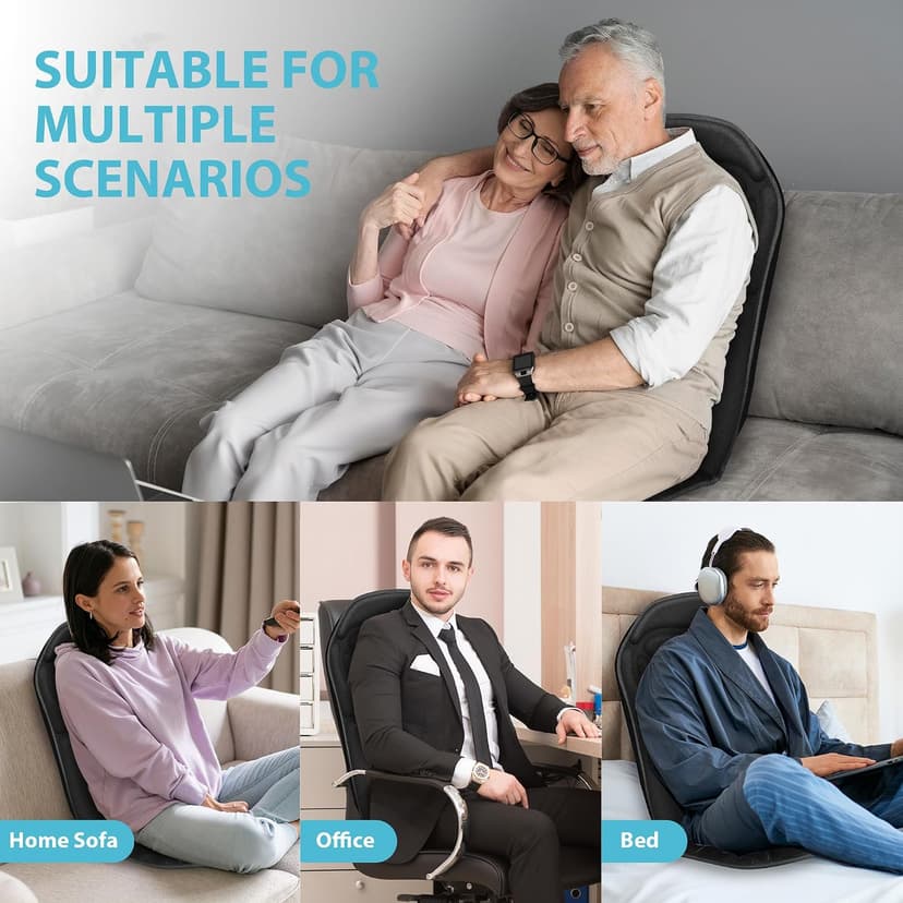 5 Modes, 4 Intensities, 2 Heat Levels, Vibration Chair Pad for Desk Workers Home Office Chairs Recliner Relaxation Gifts CuPiLo Back Massager with Heat, Vibration Massage Seat Cushion for Chair B0C5Q7P3Z8