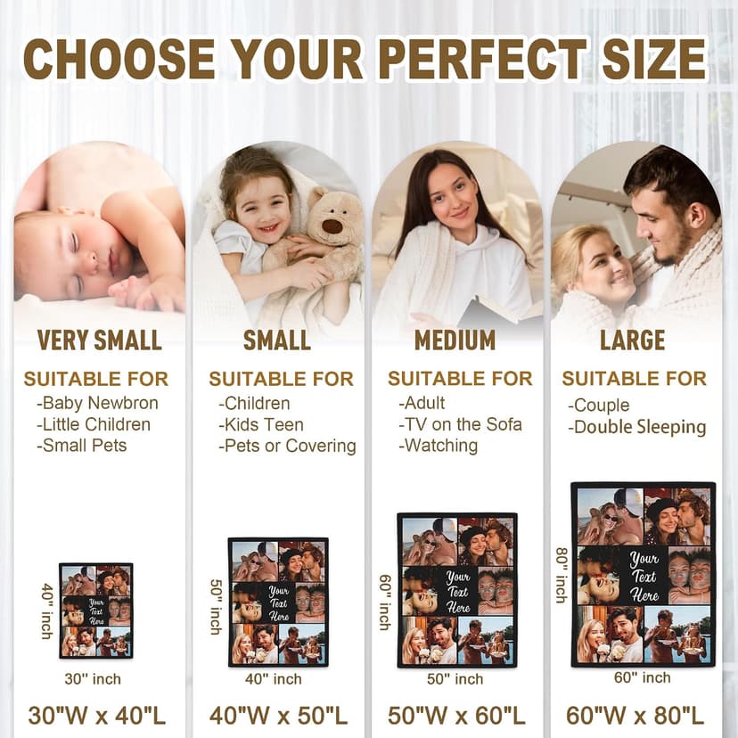 Yofair Ships Next Day, Custom Blanket with Picture Soft Fleece Throw Blanket Anniversary Couple Gifts Personalized Photo Blankets Birthday Gifts for Women Boyfriend Girlfriend Wife Husband B0FM3VF654