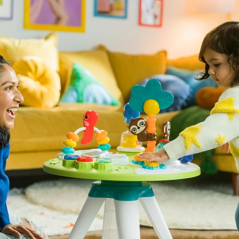 Bright Starts Around We Go 2-in-1 Baby Walker, Discovery Activity Center and Table, Tropic Cool, Ages 6 Months+