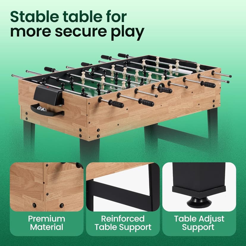 10-in-1 Foosball Table, 48" Combo Game Table - Ping Pong, Air Hockey, Pool, Soccer - All-in-One Game Table with Accessories for Indoor Outdoor Game Rooms and Family Game