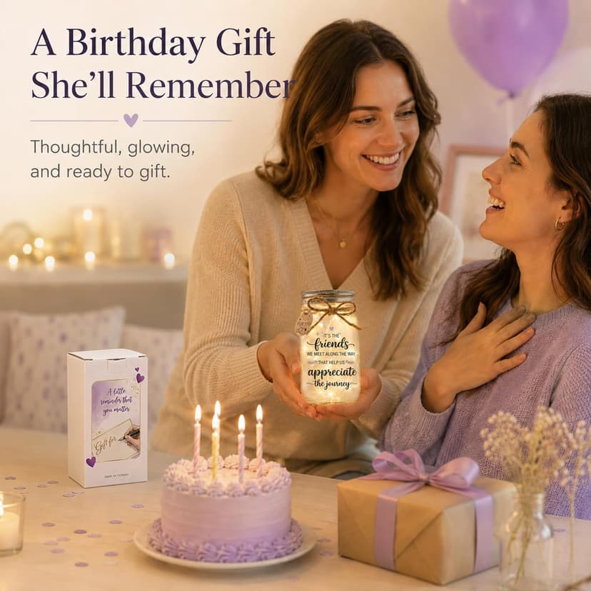 Birthday Gifts for Friend Women, Christmas Thanksgiving Gift for Her and Long Distance Friends Best Friend Gift for Women, Friendship Gifts for Women, Mason Jar Light B0H3JZHMVG