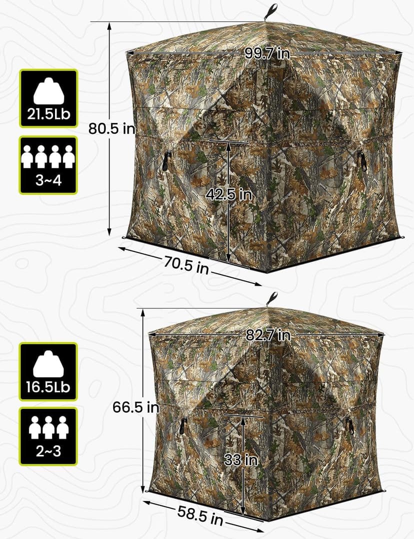 TIDEWE Hunting Blind 270°See Through with Carrying Bag for Turkey Hunting, Pop Up Ground Blinds, Portable Resilient Hunting Tent