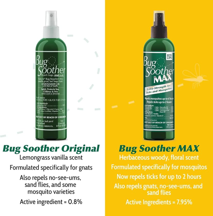 Bug Soother® MAX Natural Tick & Mosquito Repellent Spray – DEET-Free Extra Strength Outdoor Bug Protection, Plant-Based Formula – Made in USA (3ct 4 oz Bottles + 1 oz Bonus)