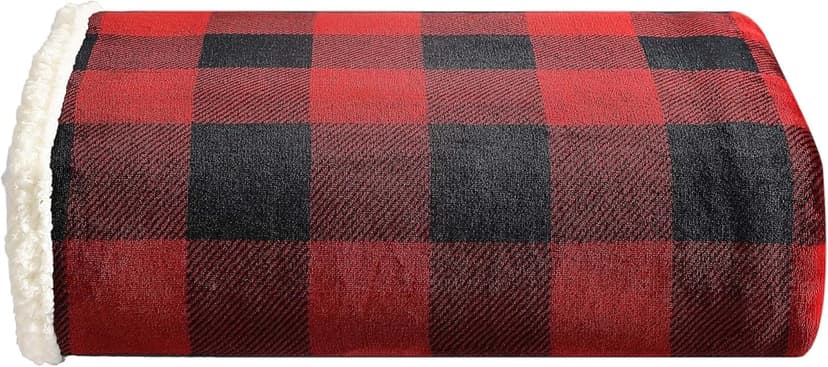 Eddie Bauer - Blanket, Super Soft Reversible Sherpa & Brushed Fleece Bedding, Throw Blankets for Couch, Ideal for Lounging (Cabin Plaid Red)