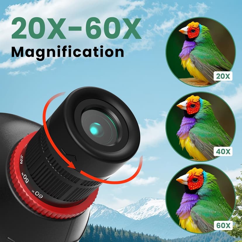 Gosky 20-60×85 Spotting Scope with Tripod - Phone Adapter, Dual Focusing Spotter Scope for Bird Watching, Wildlife Scenery (Black)