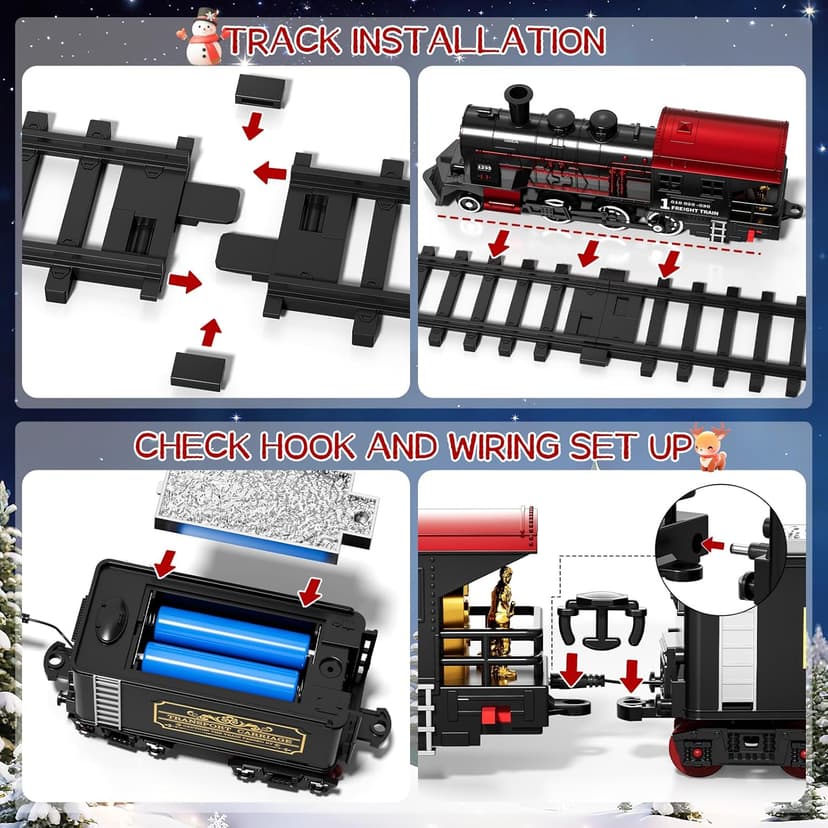 DULONIME Train Set for Toddlers 2-4, Electrical Trains with Track, Smoke, Light, Sound and Scene, Christmas Train Sets for Around The Tree, Christmas Birthday Gifts for Boys Girls 3-8 Years Old