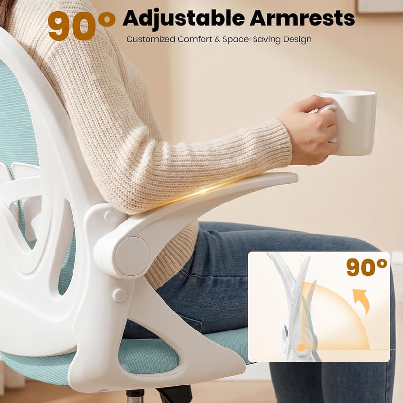 Primy Drafting Chair Tall Office Chair with Flip-up Armrests Executive Ergonomic Computer Standing Desk Chair with Lumbar Support and Adjustable Footrest Ring（Light Blue）