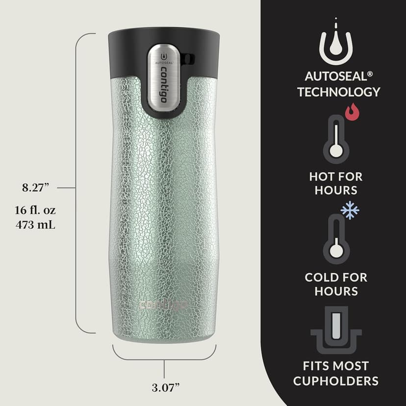 Contigo AUTOSEAL West Loop Vacuum-Insulated Stainless Steel Travel Mug with Easy-Clean Lid 16 oz