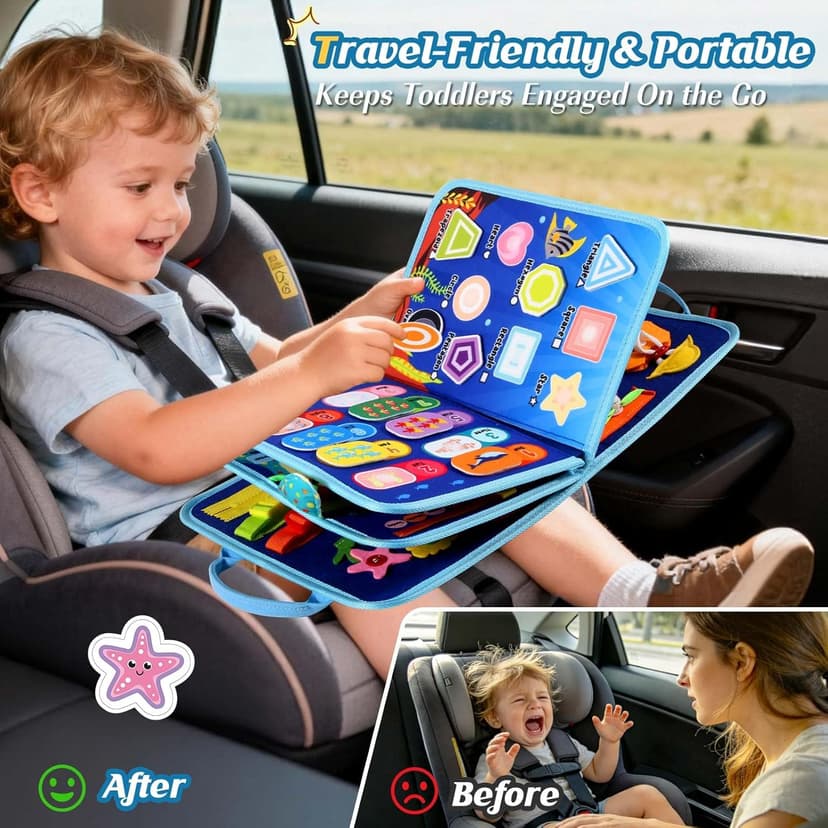 Winblo Toddler Busy Board - Montessori Toys for Toddler Boy Girl Birthday Gift, Educational Learning Sensory Busy Book for Toddlers Boys, Toddlers Activities Travel Toys for Airplane Car B0GYQZCVWG