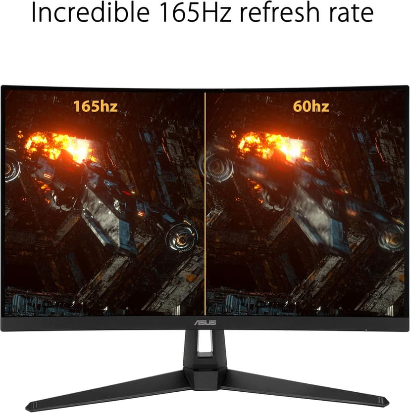 ASUS TUF Gaming VG27VH1B 27” Curved Monitor, 1080P Full HD, 165Hz (Supports 144Hz), Extreme Low Motion Blur, Adaptive-sync, FreeSync Premium, 1ms, Eye Care, HDMI D-Sub, Black