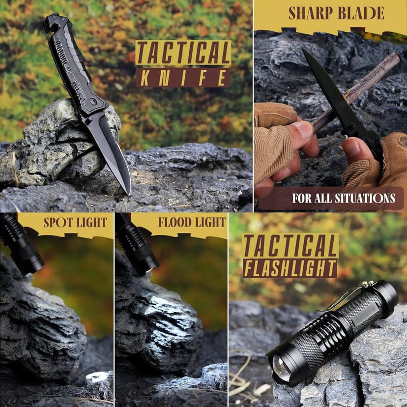 TRSCIND Gifts for Men Husband Dad Christmas, Survival Kit, Emergency Survival Gear and Equipment 14 in 1, Stocking Stuffers Birthday Gifts for Him Boyfriend, Hunting Fishing Camping Accessories, Cool Gadget