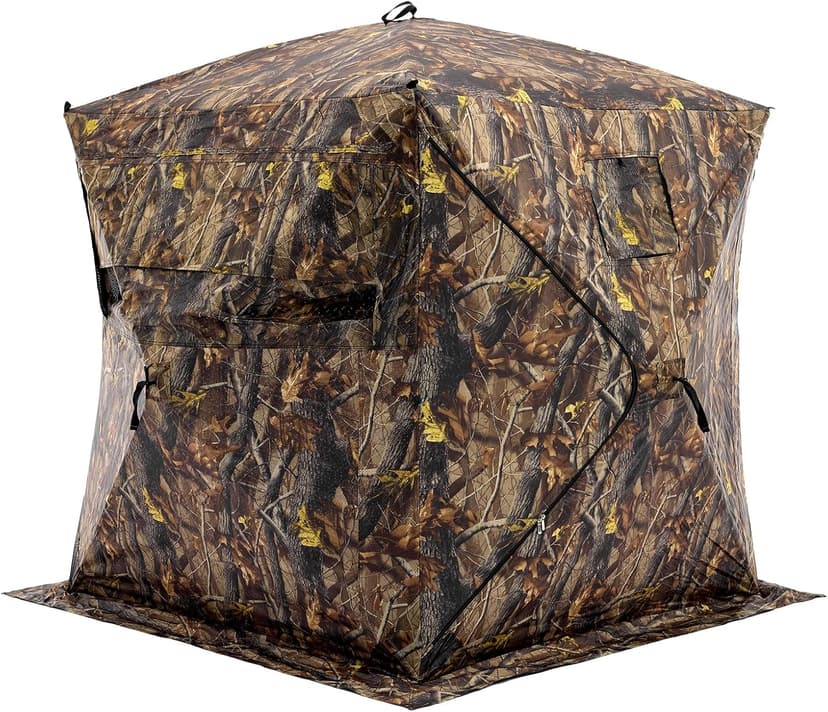 OLIXIS 270°See Through Hunting Blind, 2-3 Person Pop Up Camouflage Tent with Carrying Bag, Portable Hunting Tent with Accessory Bag