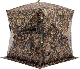 OLIXIS 270°See Through Hunting Blind, 2-3 Person Pop Up Camouflage Tent with Carrying Bag, Portable Hunting Tent with Accessory Bag