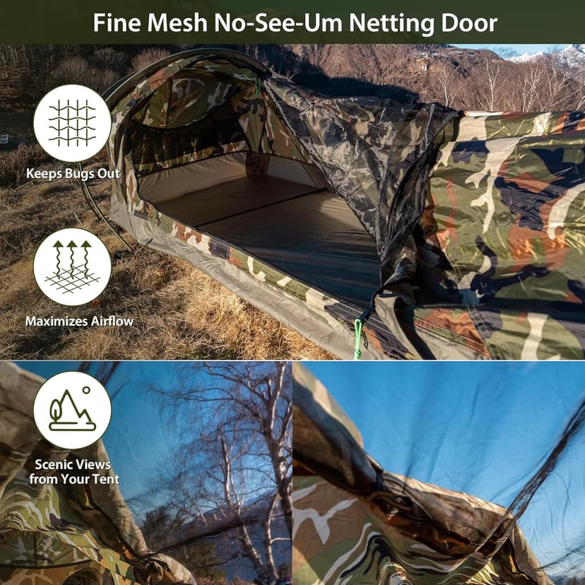 GEERTOP Ultralight Single Person Bivy Tent for Camp Waterproof 1 Man Tent for Camping Hiking Backpacking Hunting Outdoor Survival Gear - Easy Set Up