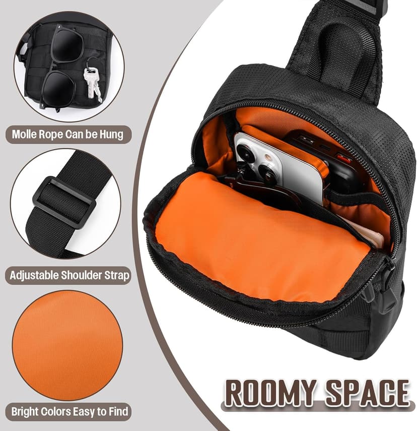 DEYACE Small Sling Bag for Men, Tactical Inspired Waterproof Utility EDC Mini Crossbody Chest Bag for Travel Work Sport