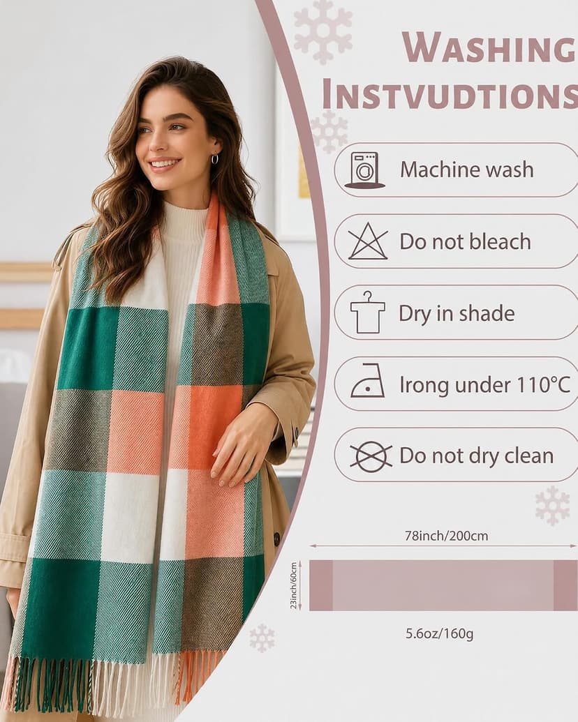 YSense Winter Scarf for Women Long Plaid Scarves Ladies Gifts B01KJP4KOM
