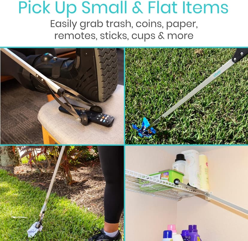 Heavy Duty for Seniors - Trash, Sticks, Litter Picker Upper - Extra Long Reach Handle & Handy Extension Arm Claw Vive Suction Cup Grabber Reacher 32" - Elderly Grab It Reaching Pickup Tool B00O47ILVA
