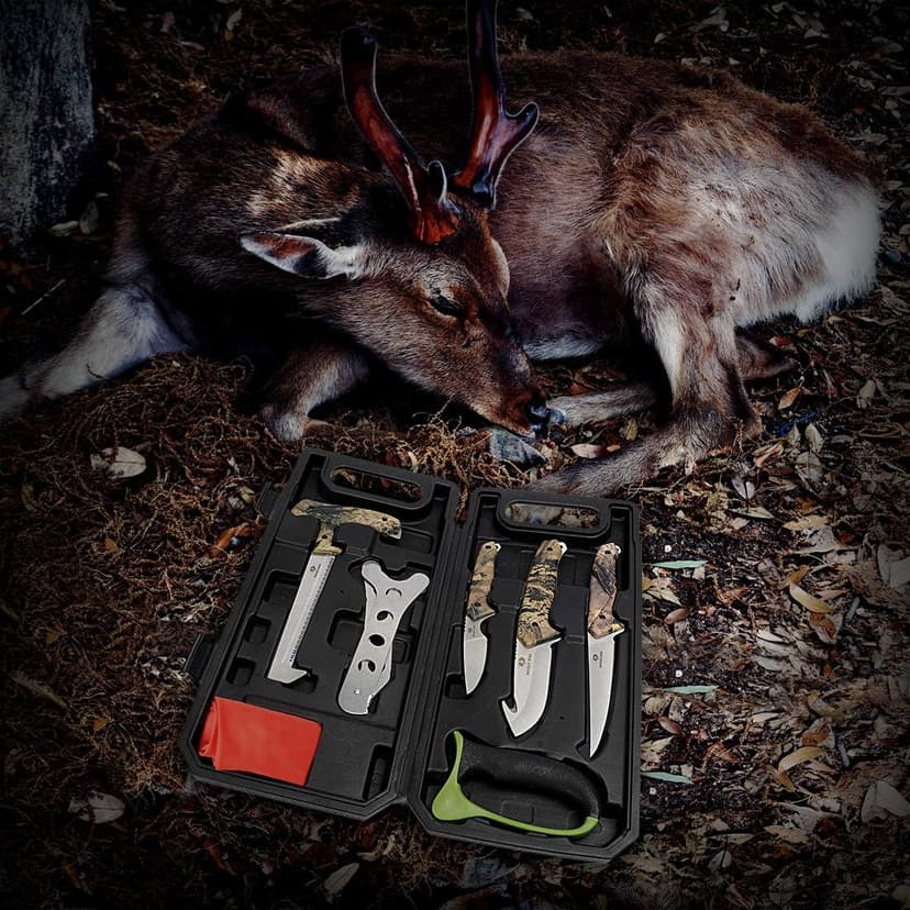 Mossy Oak Hunting Field Dressing Kit - Portable Butcher Game Processor Set (8-Piece)