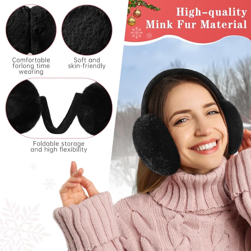 Nimalpal Ear Muffs for Winter Women - Adjustable Earmuffs for Women Winter Foldable