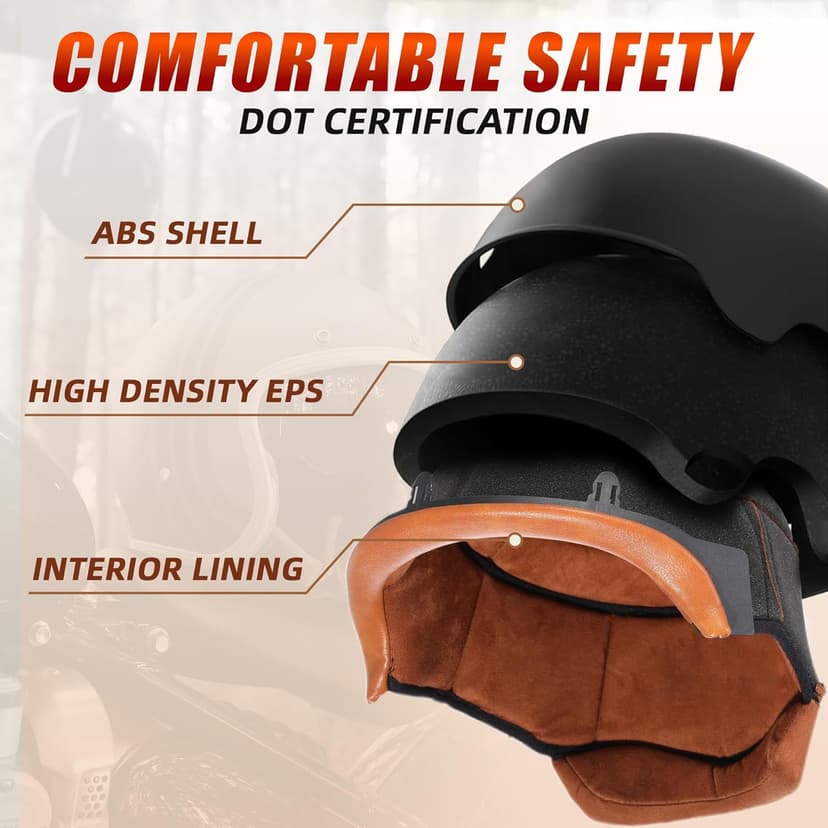 TRIANGLE 3/4 Motorcycle Helmet,Retro Open Face Adults Helmets with Visor,Half Face Moped Helmet for Men & Women,DOT Approved Helmets for Cruiser Scooter(L)