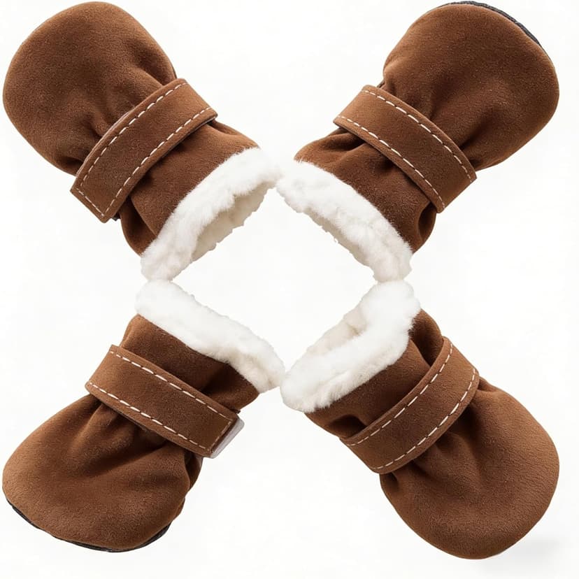 Small Dog Shoes for Winter, Snow Booties for Puppy, Outdoor Warm Dog Booties for Cold Weather (Black, Small)