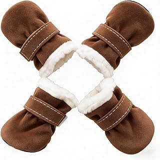 Small Dog Shoes for Winter, Snow Booties for Puppy, Outdoor Warm Dog Booties for Cold Weather (Brown, X-Small)
