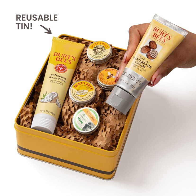 Burt's Bees Back To School Gifts Ideas - Classics Set, 6 Products in Giftable Tin – Cuticle Cream, Hand Salve, Lip Balm, Res-Q Ointment, Hand Repair and Foot Cream