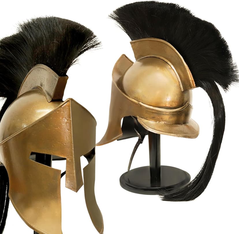 300 Spartan Helmet Medieval Armour King Leonidas Greek Spartan 300 Roman Helmet with Wooden Stand Rustic Vintage Home Decor Gifts